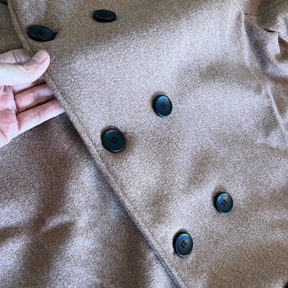 S Mens Double-breasted Hooded Jacket Parka Winter Outwear Tan Pea Coat Brown NWO - Picture 8 of 10